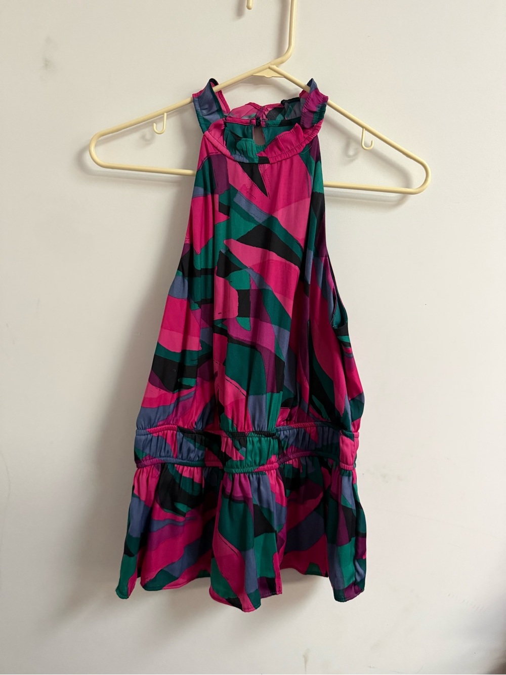 Nine West Pink and Teal Printed Halter Top